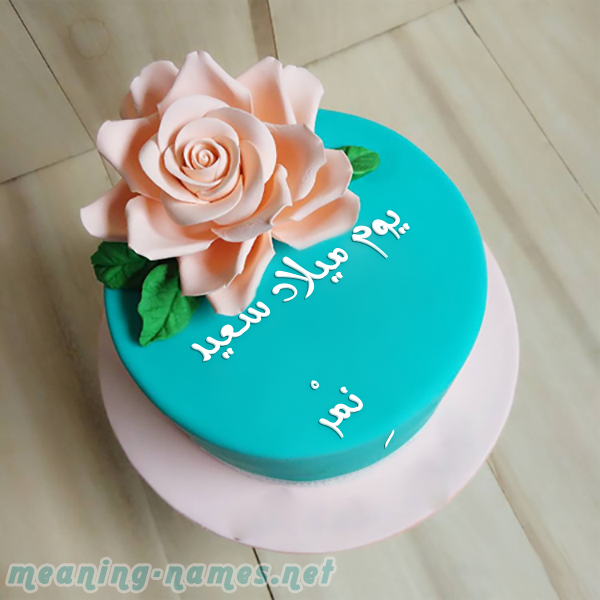 كيكه تركواز مع ورده كبيره صورة اسم نِمْر NEMR كيكه تركواز مع ورده كبيره صورة اسم نِمْر NEMR