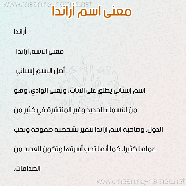 صورة اسم أراندا aranda معاني الأسماء على صورة
