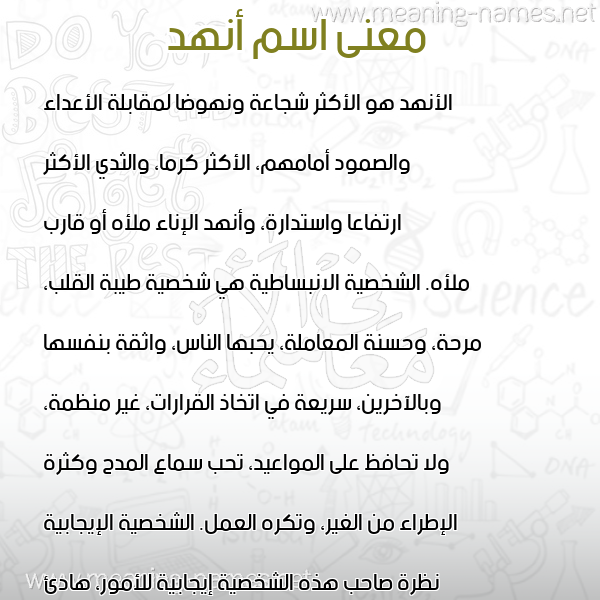 معاني الأسماء على صورة صورة اسم أنهد ANHD
