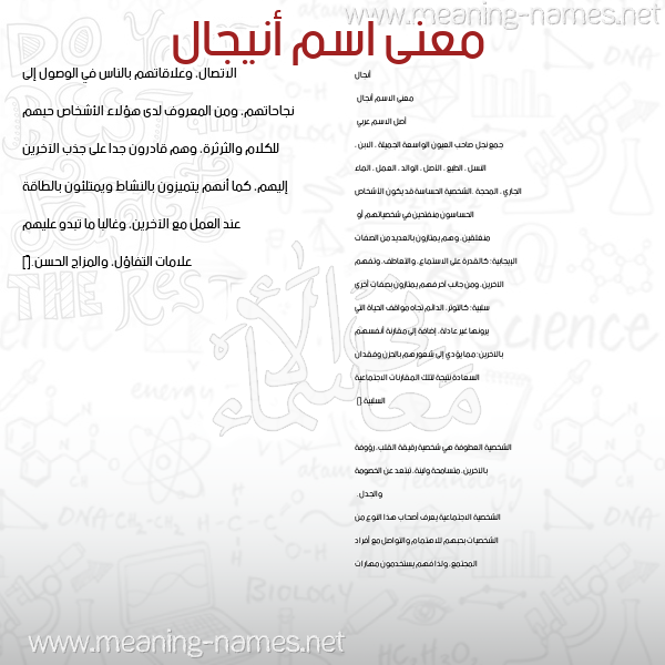 صورة اسم أنيجال Anjaal معاني الأسماء على صورة