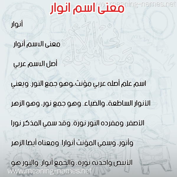 معاني الأسماء على صورة صورة اسم انوار anwar