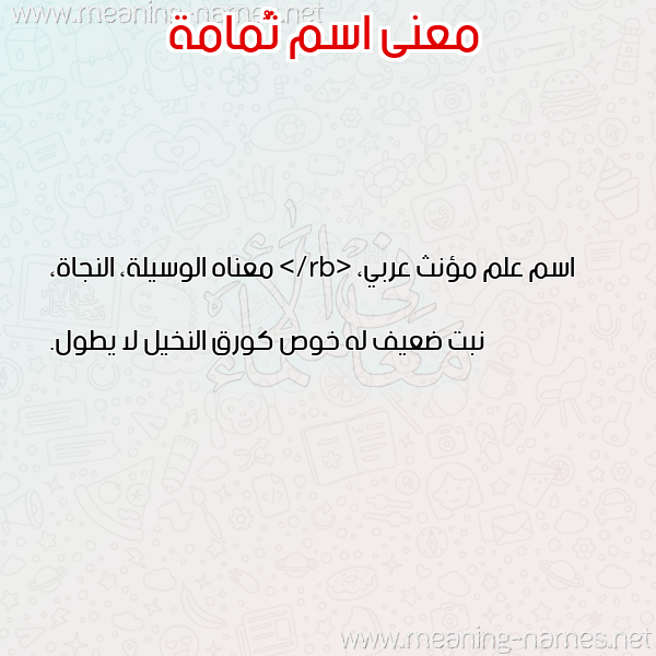 صورة اسم ثُمامة THOMAMH معاني الأسماء على صورة صورة اسم ثُمامة THOMAMH معاني الأسماء على صورة