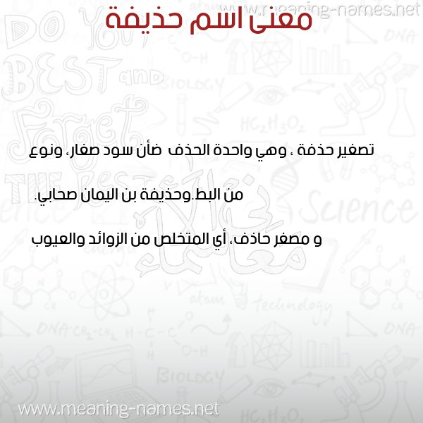 صورة اسم حذيفة Hozifa معاني الأسماء على صورة