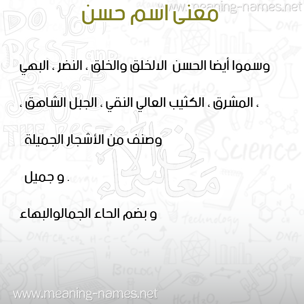 صورة اسم حسن Hassan معاني الأسماء على صورة