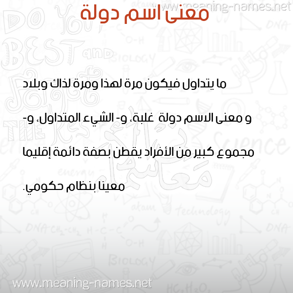 معاني الأسماء على صورة صورة اسم دولة Dwlh