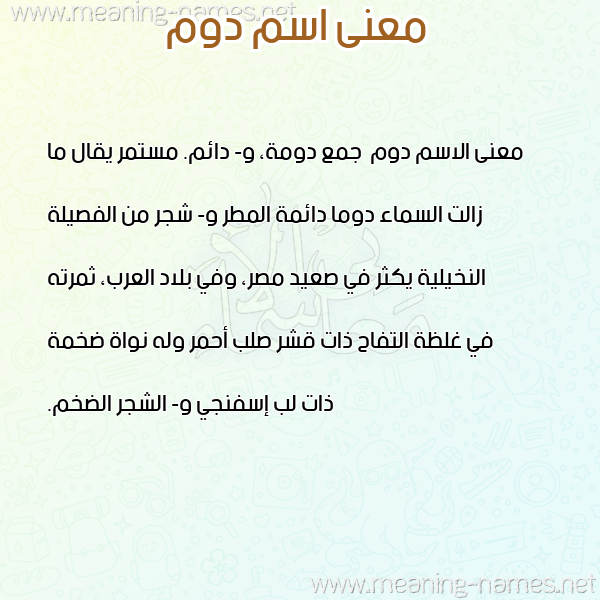 معاني الأسماء على صورة صورة اسم دوم Dwm معاني الأسماء على صورة صورة اسم دوم Dwm