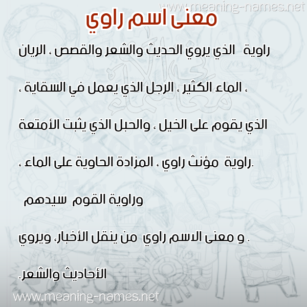 صورة اسم راوي Rawy معاني الأسماء على صورة
