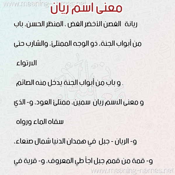 صورة اسم ريان Ryan معاني الأسماء على صورة
