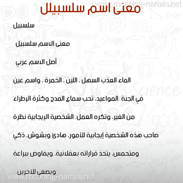 معاني الأسماء على صورة صورة اسم سلسبيلل Salsabil