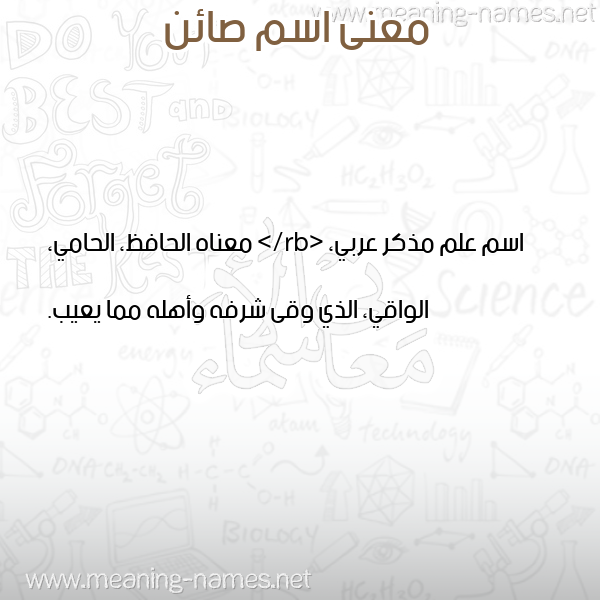 صورة اسم صائن SAEN معاني الأسماء على صورة