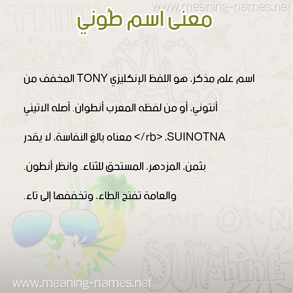 صورة اسم طُوني TOONI معاني الأسماء على صورة صورة اسم طُوني TOONI معاني الأسماء على صورة