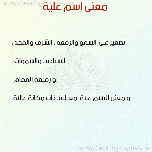 معاني الأسماء على صورة صورة اسم علية Alya