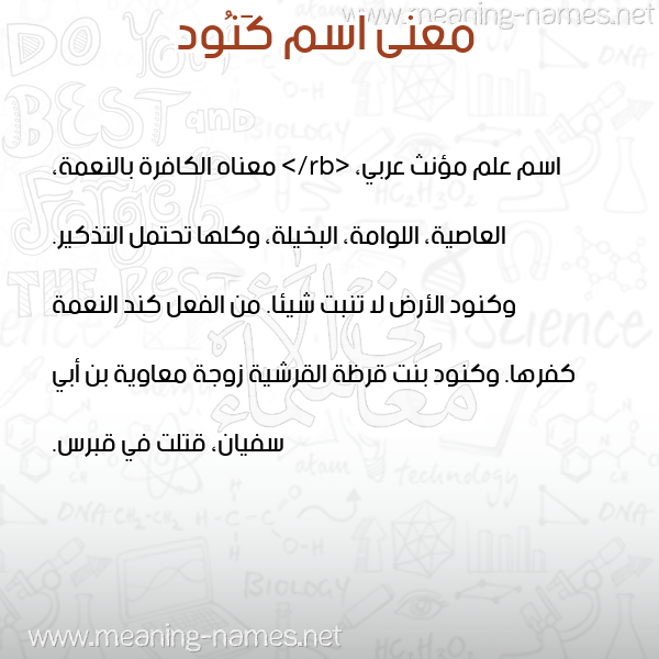 معاني الأسماء على صورة صورة اسم كَنُود KANOOD معاني الأسماء على صورة صورة اسم كَنُود KANOOD
