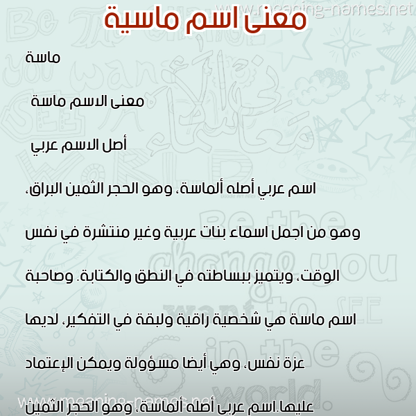 معاني الأسماء على صورة صورة اسم ماسية Masa معاني الأسماء على صورة صورة اسم ماسية Masa
