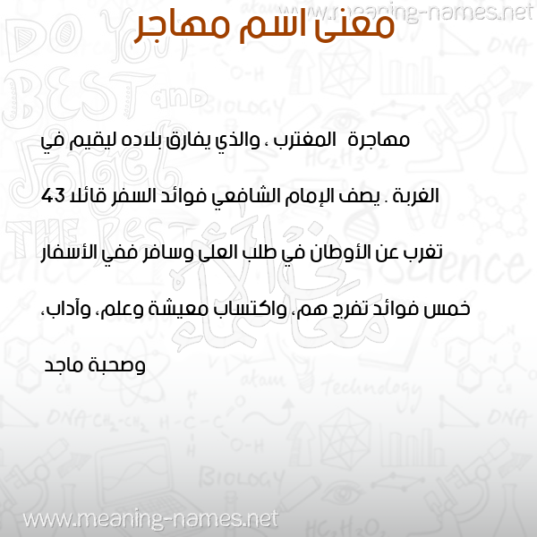 معاني الأسماء على صورة صورة اسم مهاجر Mhagr