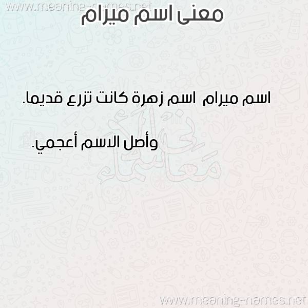 صورة اسم ميرام meyram معاني الأسماء على صورة