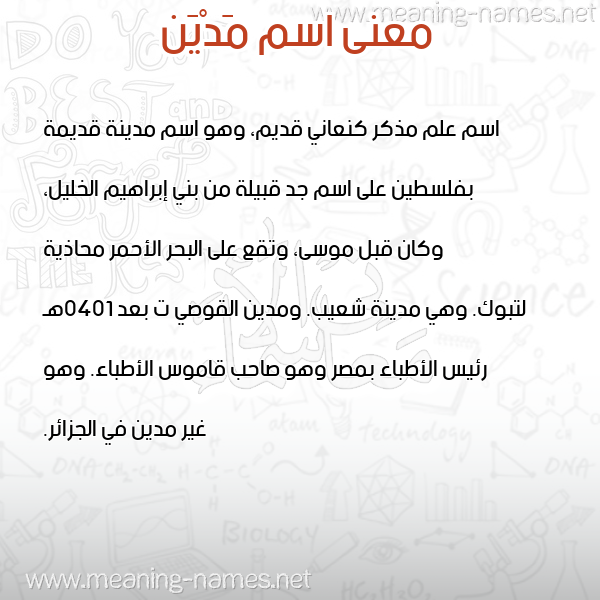 صورة اسم مَدْيَن Madian معاني الأسماء على صورة