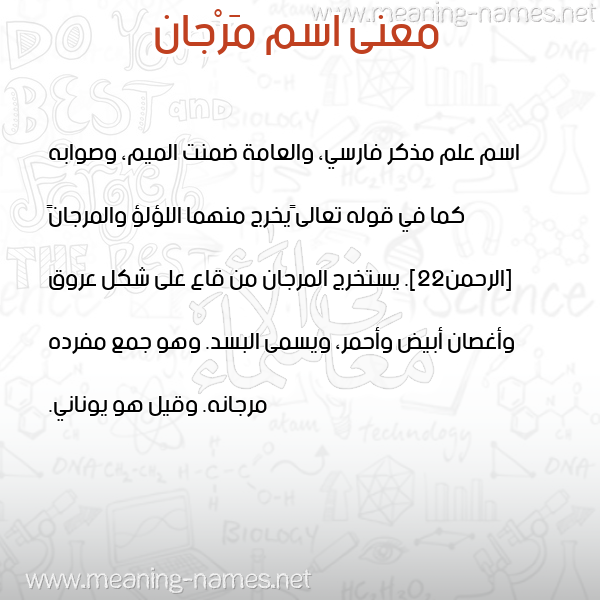 صورة اسم مَرْجان MARGAN معاني الأسماء على صورة