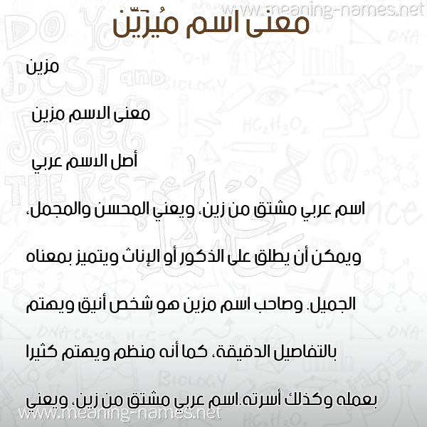 صورة اسم مُيزَيَّن Mozain معاني الأسماء على صورة