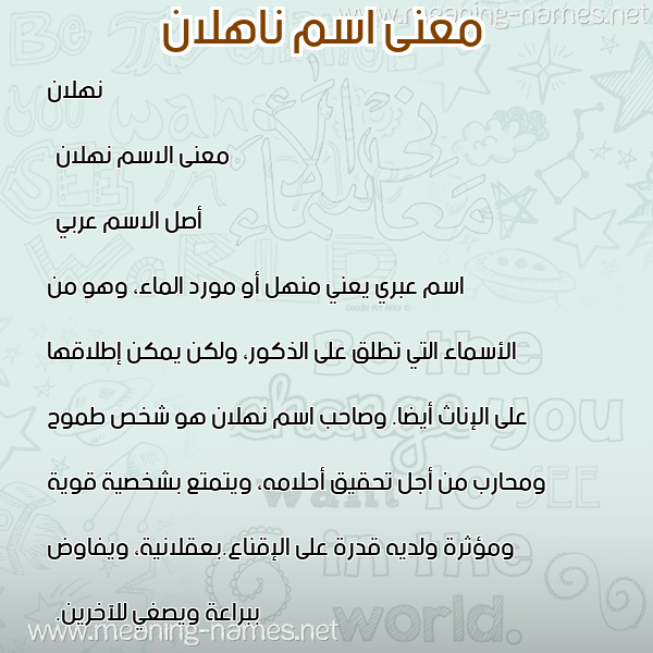 معاني الأسماء على صورة صورة اسم ناهلان Nahlan