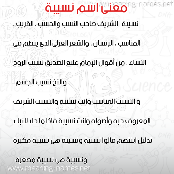 صورة اسم نسيبة Nosyba معاني الأسماء على صورة