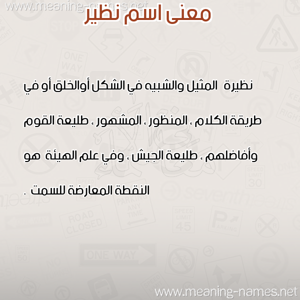 معاني الأسماء على صورة صورة اسم نظير NZIR معاني الأسماء على صورة صورة اسم نظير NZIR