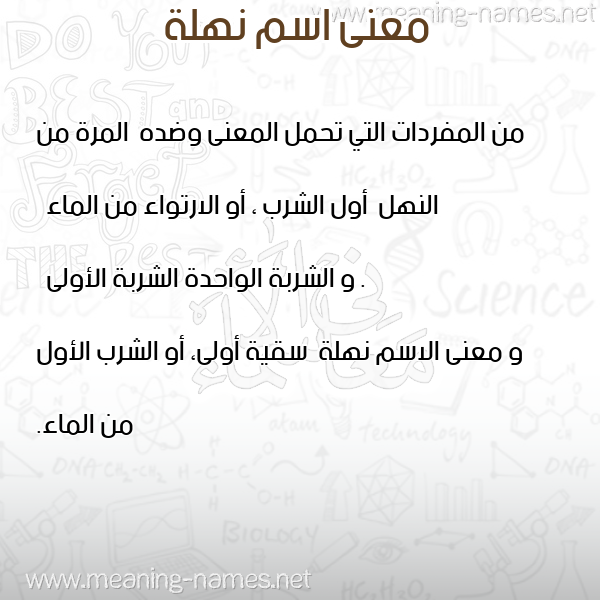 معاني الأسماء على صورة صورة اسم نهلة Nahla