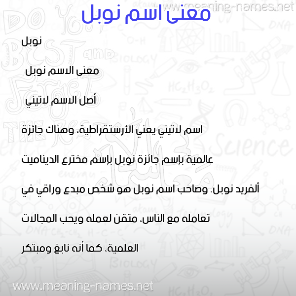 صورة اسم نوبل nobil معاني الأسماء على صورة