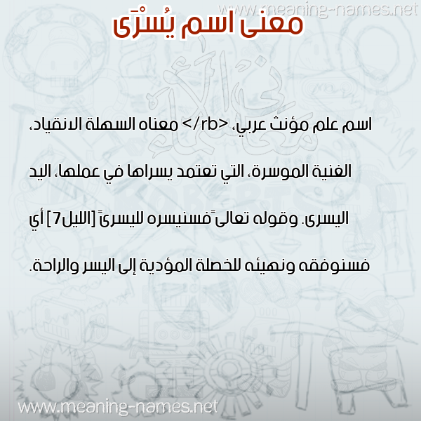 صورة اسم يُسْرَى Yosra معاني الأسماء على صورة